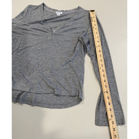 Splendid Top Womens Medium Grey Henley Cotton Stretch Y2K Layer Basic Minimalist - Picture 5 of 5